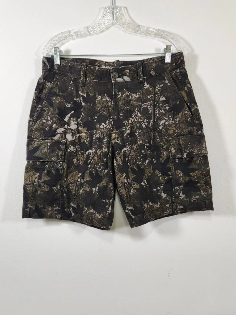 Old Navy Men Cargo Shorts 32 Camo Lived-In Straight Built-In Flex Photoreal Tree